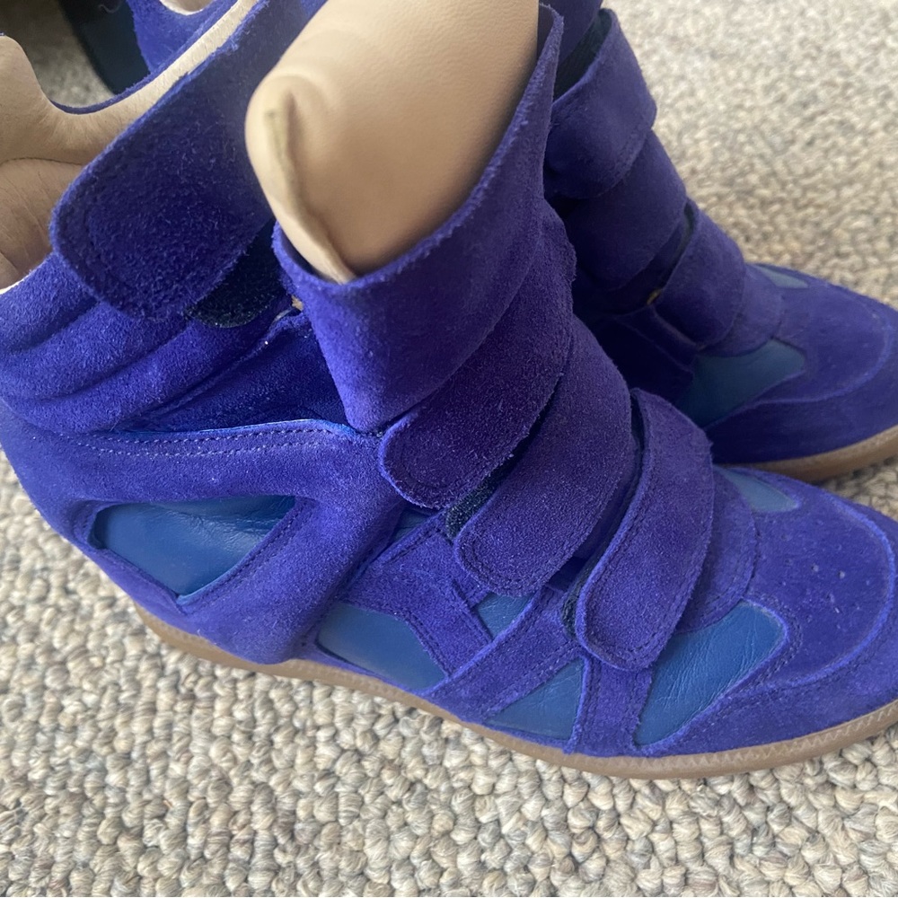 EUC Isabel Marant "Bekett" wedge blue suede sneakers 37